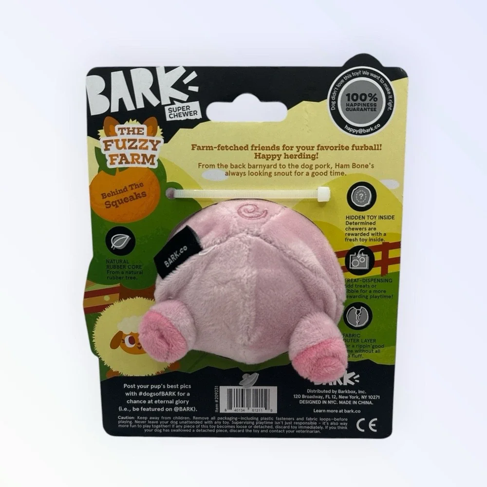 BarkBox‎ Super Chewer 2 in 1 Hambone Pig Durable Treat Dispensing Dog Toy 3.5